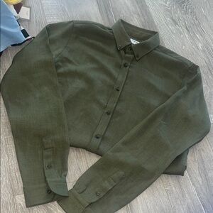 Zara Olive Textured dress Shirt